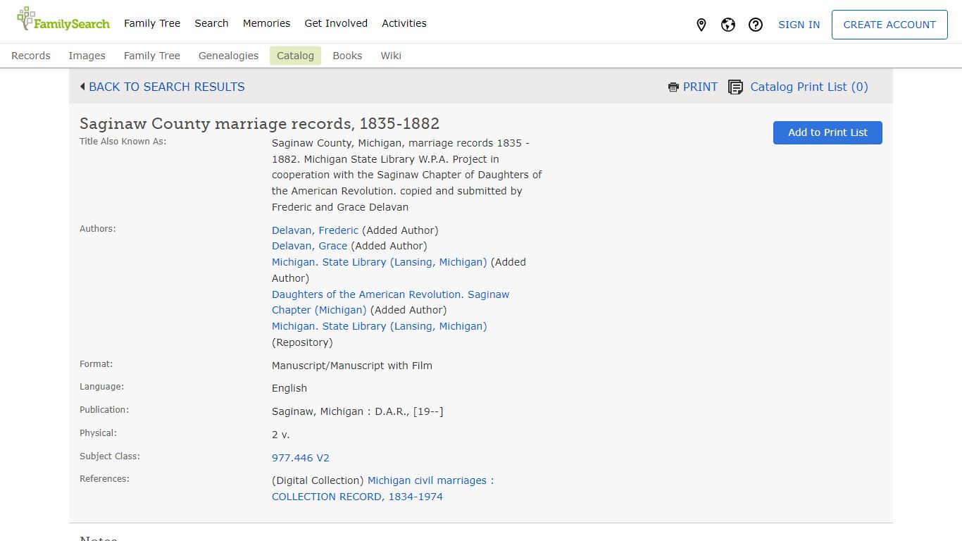 Saginaw County marriage records, 1835-1882 - familysearch.org
