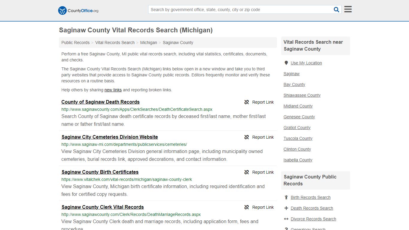 Vital Records Search - Saginaw County, MI (Birth, Death, Marriage ...